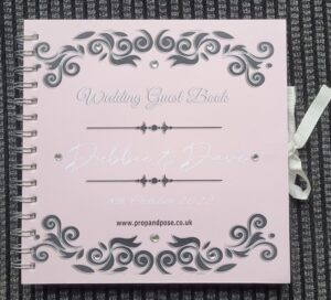 Pink with Black Color Wedding Guest Book